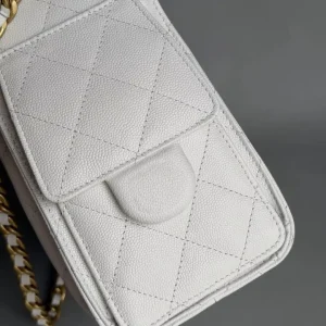 Off-white caviar leather quilted drawstring bag