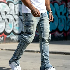 Men's Flared Light Blue Vintage Denim Jeans