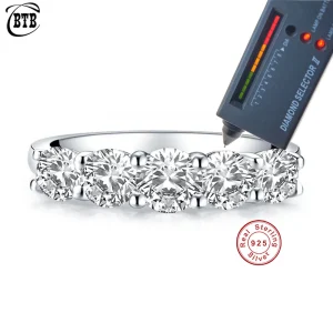 Round D Color Moissanite 925 Sterling Silver Ring