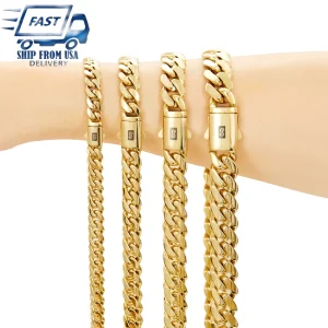 6-14mm wide Stainless Steel Cuban Miami Chains
