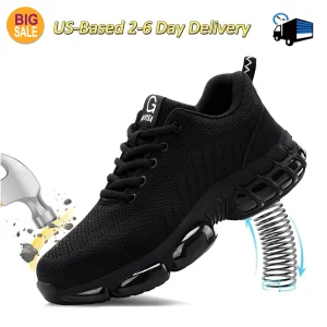 Men Lightweight Breathable Steel Toe Work Sneakers