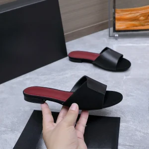 Women Black Patchwork Slide Sandals