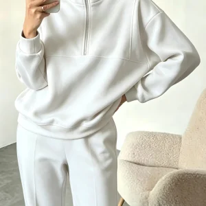 Women Half Zip Sweatshirt Pants Set