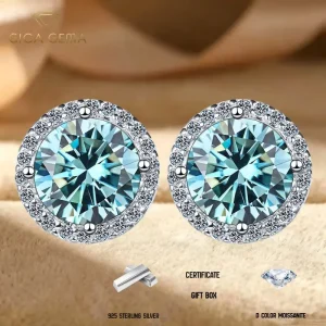 1CT*2  D VVS1 Multi-color Moissanite S925 Earrings